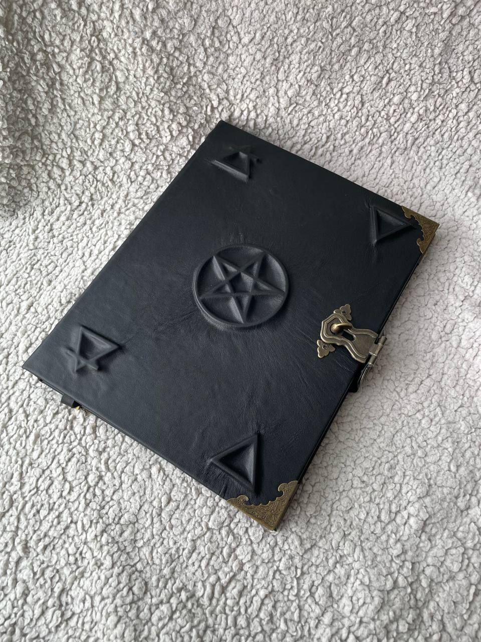Pentagram Grimoire Binder Leather Occult Book with Elemental Symbols | Refillable Ring Grimoire