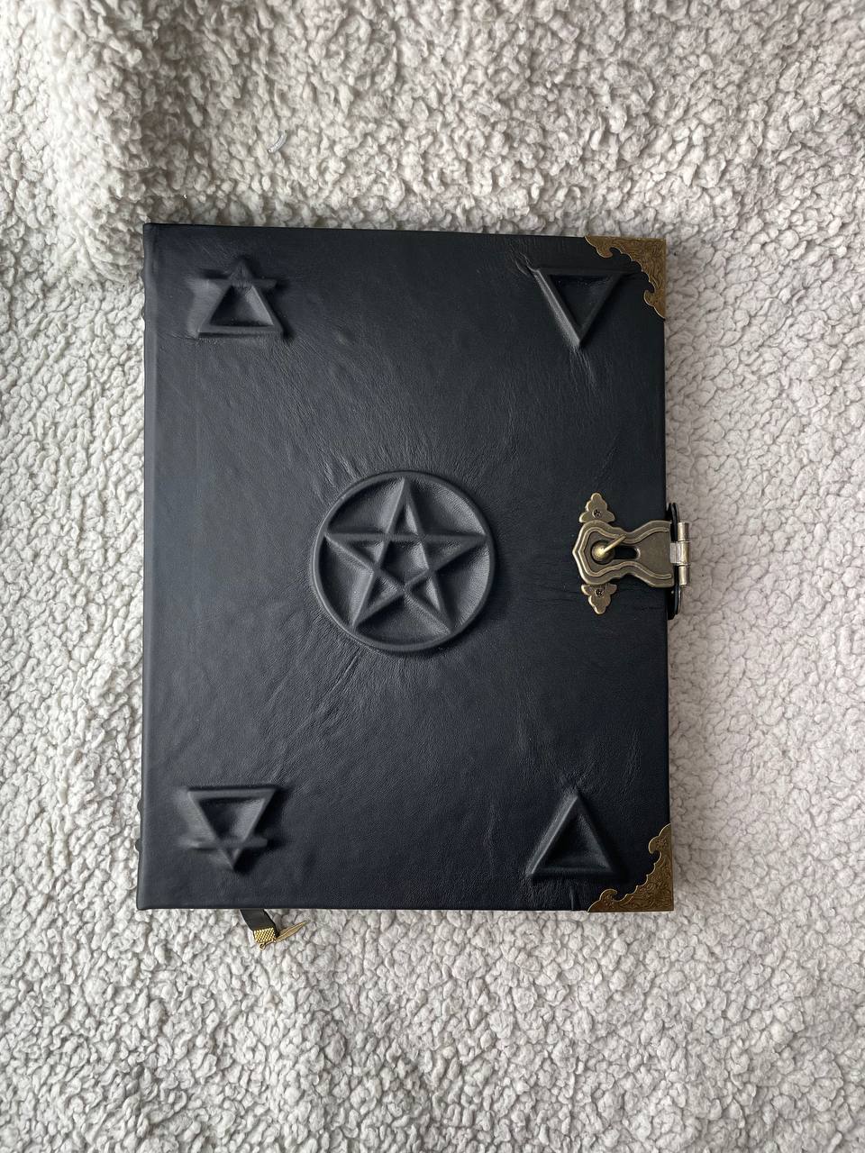 Pentagram Grimoire Binder Leather Occult Book with Elemental Symbols | Refillable Ring Grimoire
