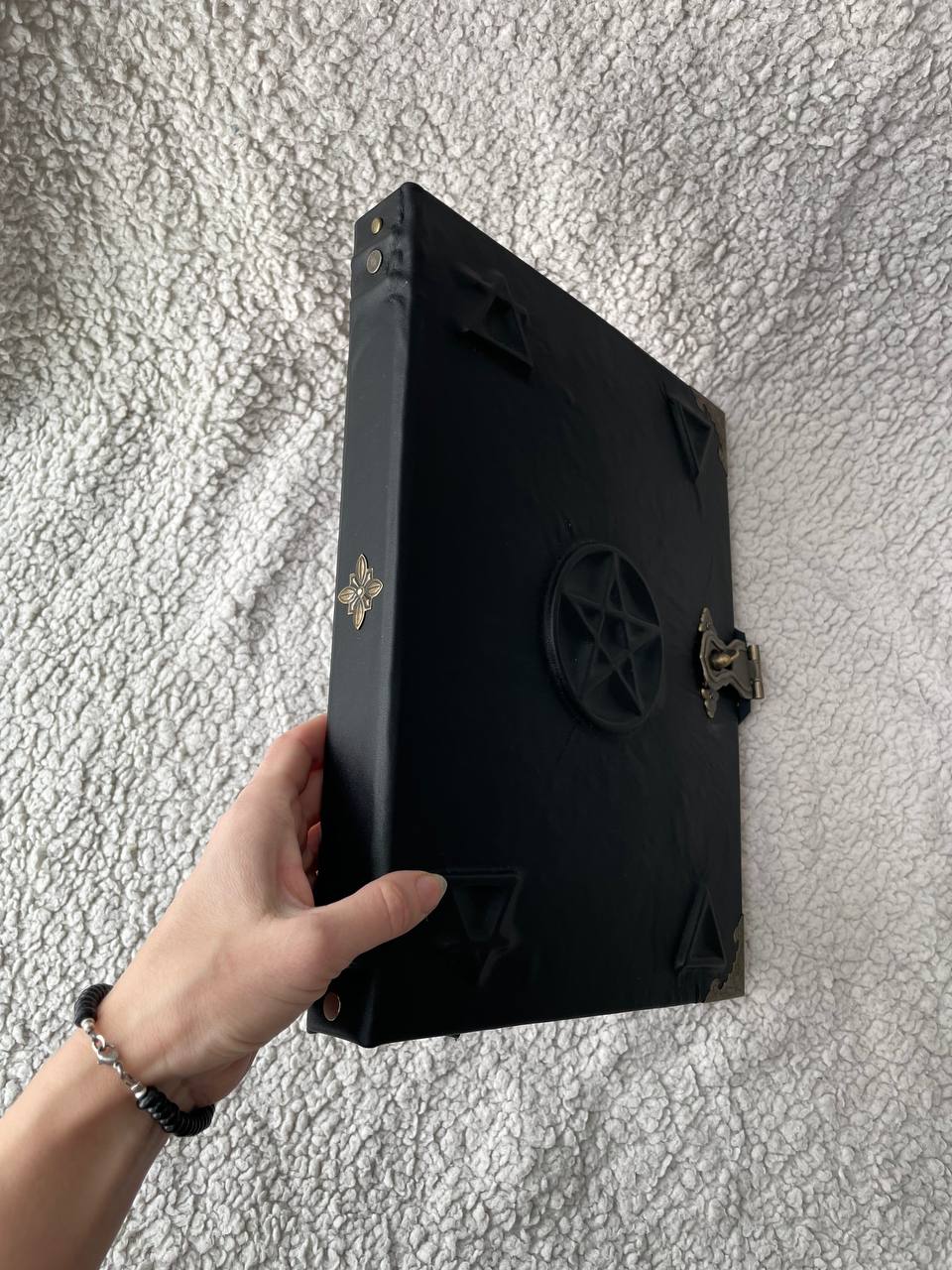 Pentagram Grimoire Binder Leather Occult Book with Elemental Symbols | Refillable Ring Grimoire