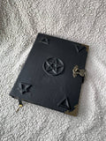 Pentagram Grimoire Binder Leather Occult Book with Elemental Symbols | Refillable Ring Grimoire