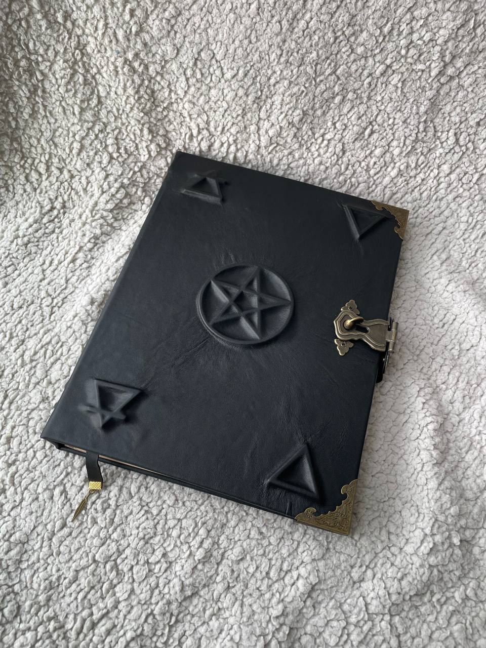 Pentagram Grimoire Binder Leather Occult Book with Elemental Symbols | Refillable Ring Grimoire