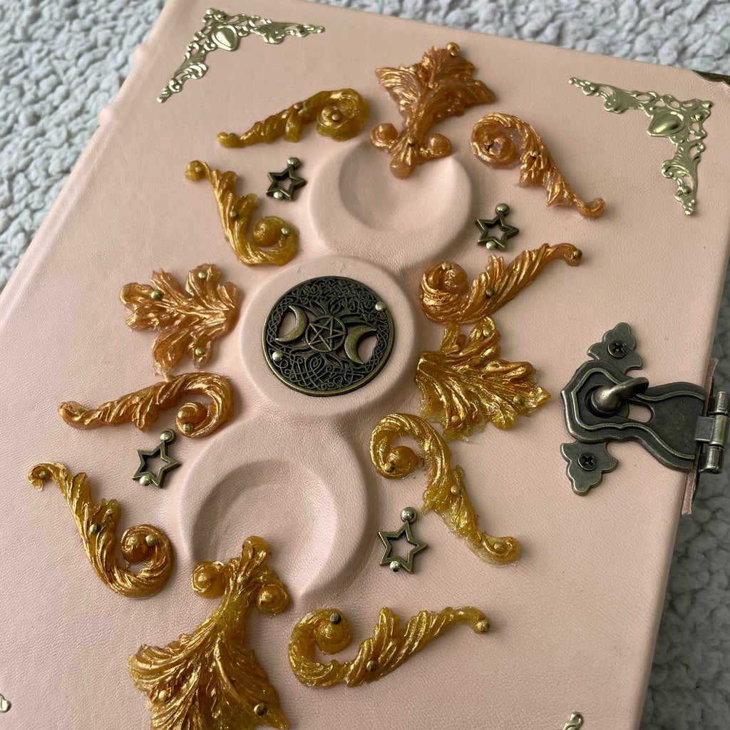 Eternal Triple Moon Grimoire Binder Refillable Leather Book of Shadows | Ring Binder Witchcraft Journal