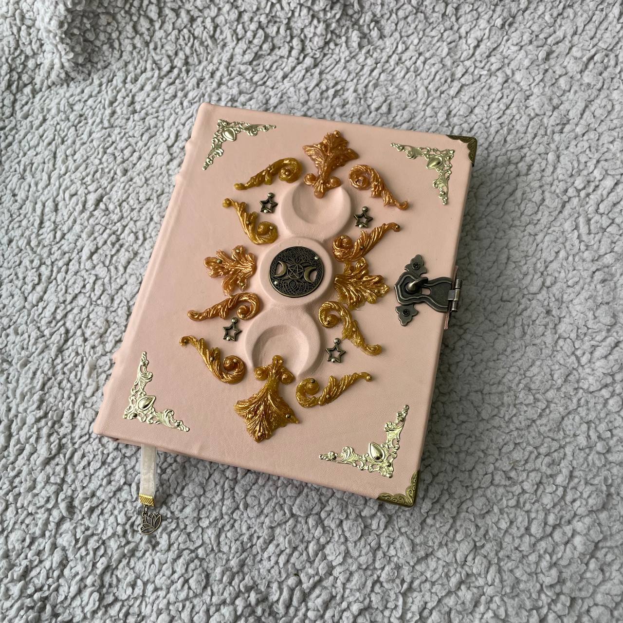 Eternal Triple Moon Grimoire Binder Refillable Leather Book of Shadows | Ring Binder Witchcraft Journal