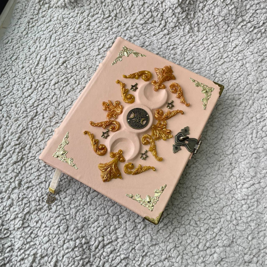 Eternal Triple Moon Grimoire Binder Refillable Leather Book of Shadows | Ring Binder Witchcraft Journal