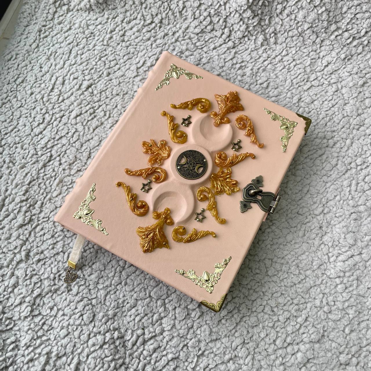 Eternal Triple Moon Grimoire Binder Refillable Leather Book of Shadows | Ring Binder Witchcraft Journal