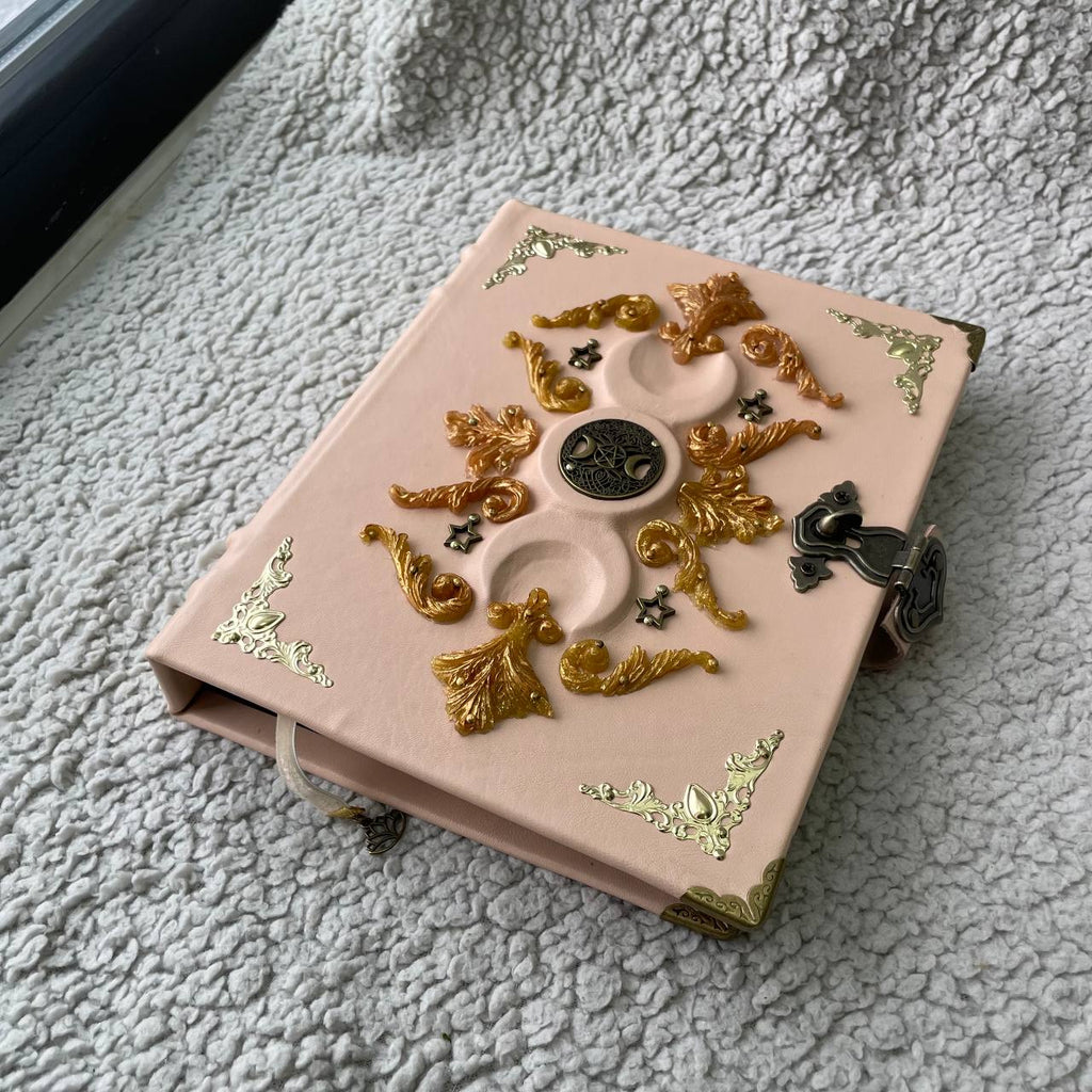 Eternal Triple Moon Grimoire Binder Refillable Leather Book of Shadows | Ring Binder Witchcraft Journal