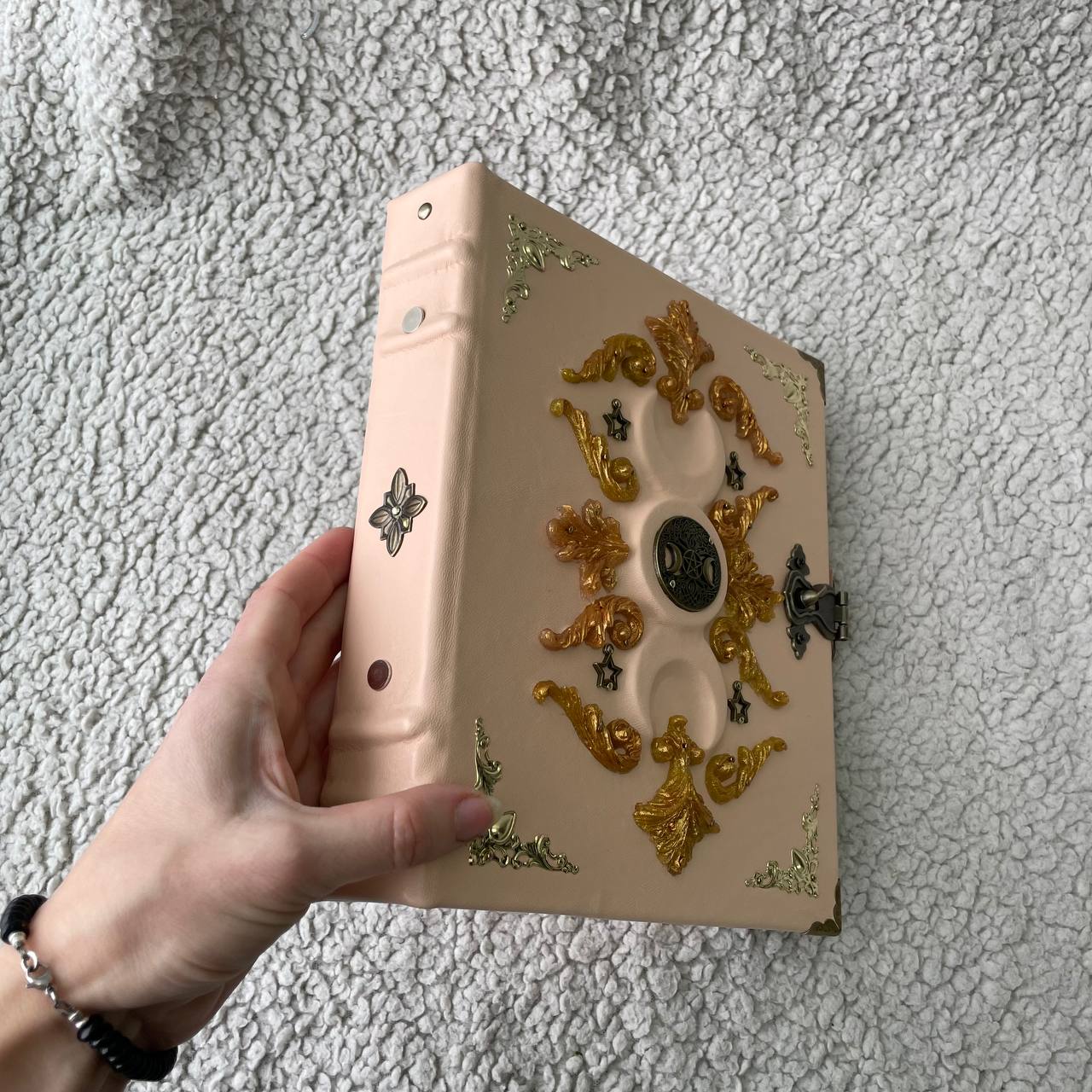 Eternal Triple Moon Grimoire Binder Refillable Leather Book of Shadows | Ring Binder Witchcraft Journal