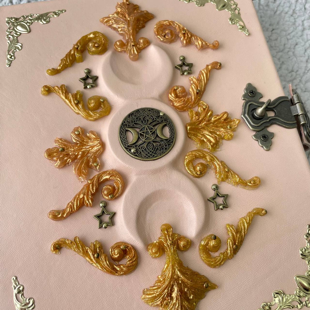 Eternal Triple Moon Grimoire Binder Refillable Leather Book of Shadows | Ring Binder Witchcraft Journal