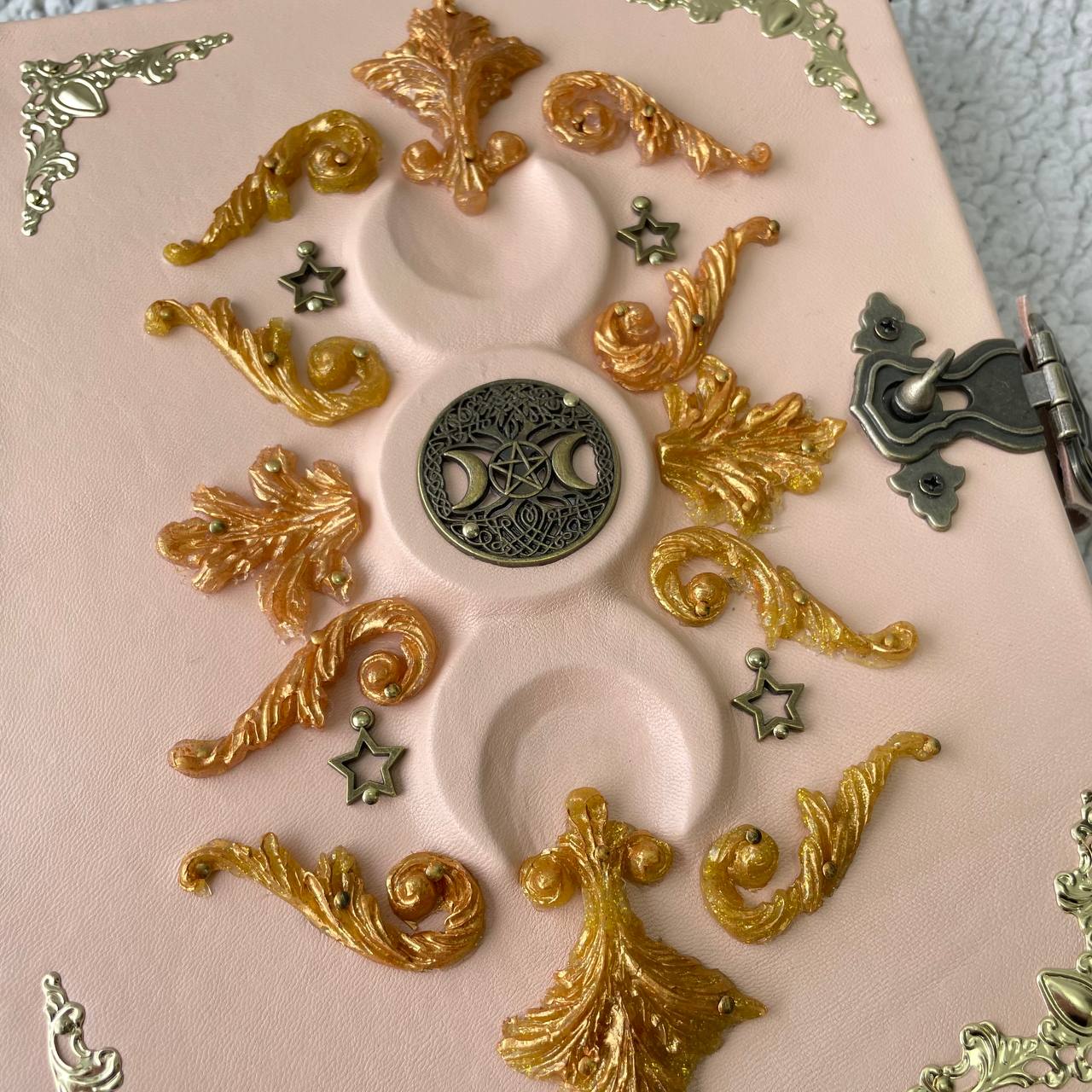 Eternal Triple Moon Grimoire Binder Refillable Leather Book of Shadows | Ring Binder Witchcraft Journal