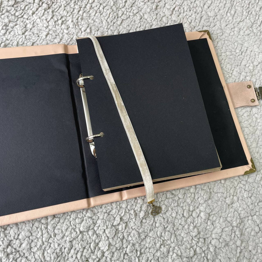 Eternal Triple Moon Grimoire Binder Refillable Leather Book of Shadows | Ring Binder Witchcraft Journal