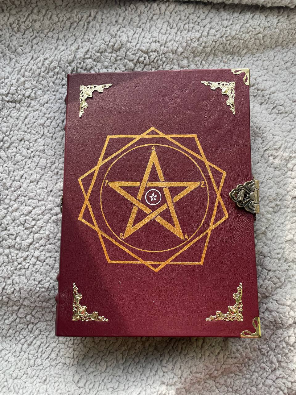 Leather Grimoire with Pentagram & Amethyst Handmade Book of Shadows | Metatron’s Cube Spellbook