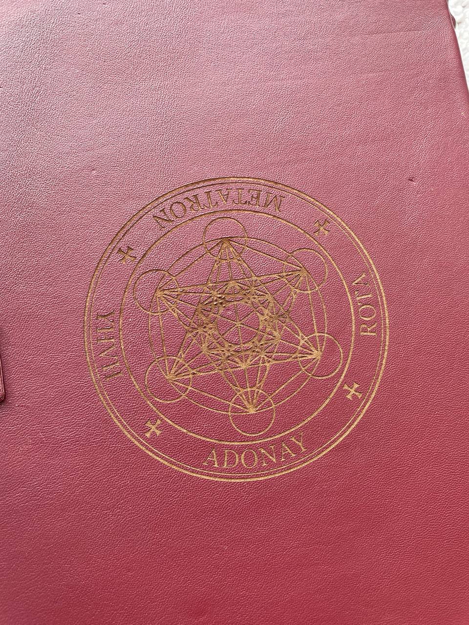 Leather Grimoire with Pentagram & Amethyst Handmade Book of Shadows | Metatron’s Cube Spellbook