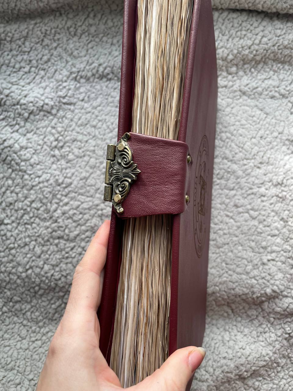 Leather Grimoire with Pentagram & Amethyst Handmade Book of Shadows | Metatron’s Cube Spellbook