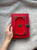 Death’s Head Hawkmoth Grimoire – Handmade Gothic Leather Spellbook with Bronze Moth, Dark Witch Journal