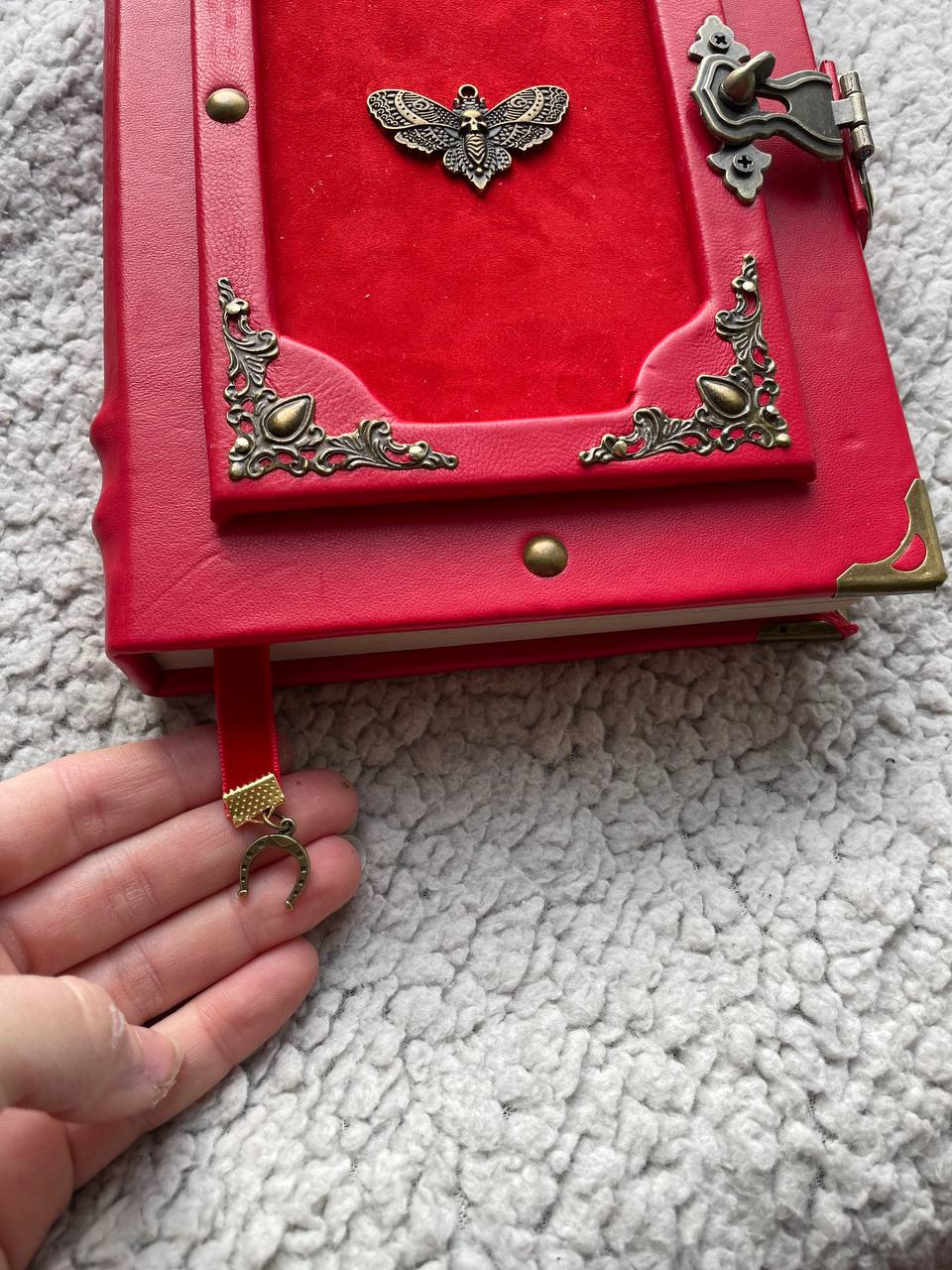 Death’s Head Hawkmoth Grimoire – Handmade Gothic Leather Spellbook with Bronze Moth, Dark Witch Journal