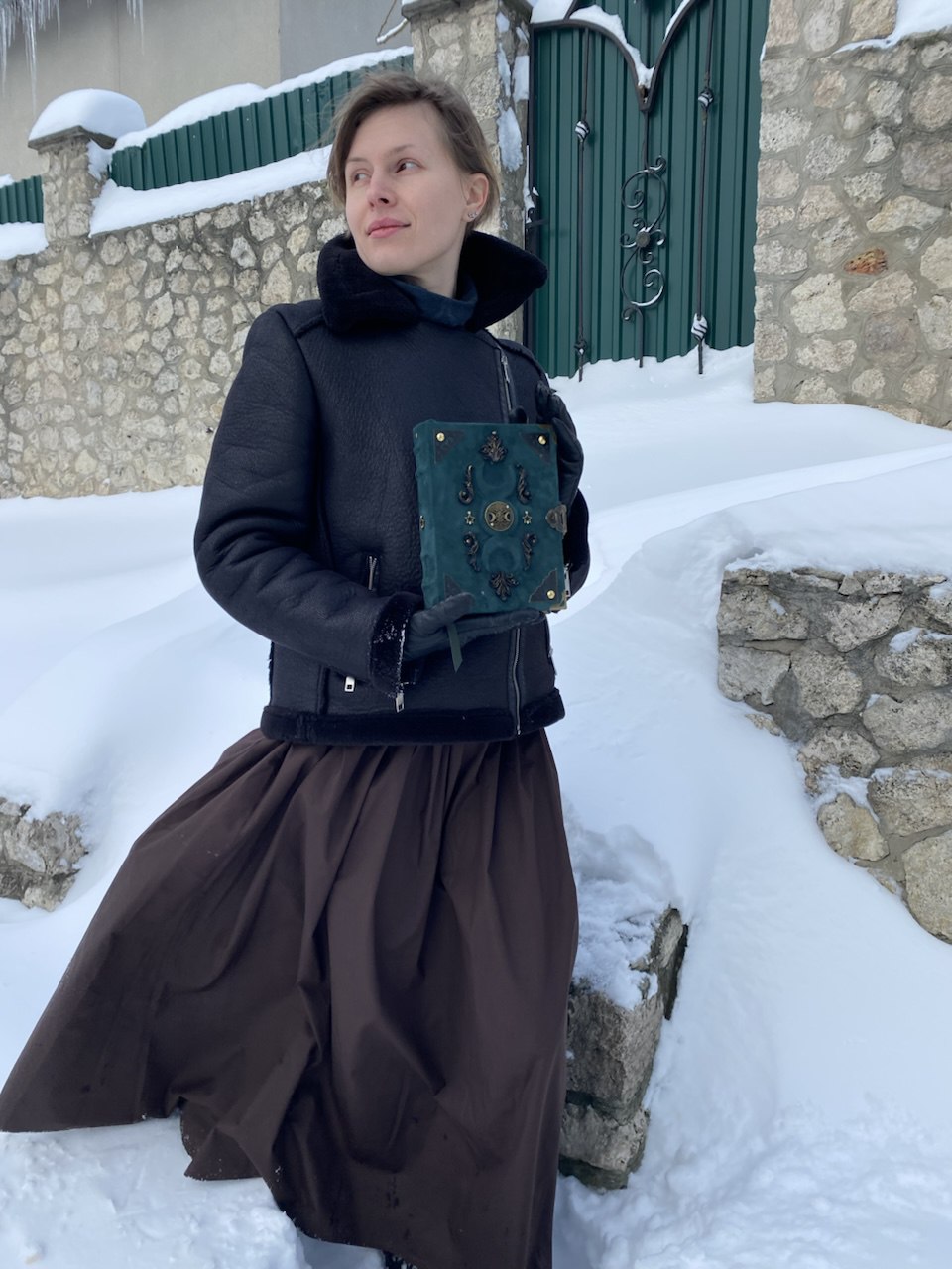 Triple Moon Grimoire - Handcrafted Lunar Witch Journal • Leather Book of Shadows