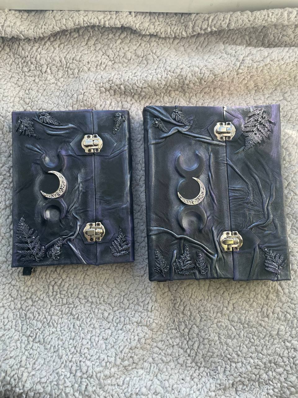 Ring Binder Grimoire – Refillable Witch Journal with Triple Moon & Fern Design