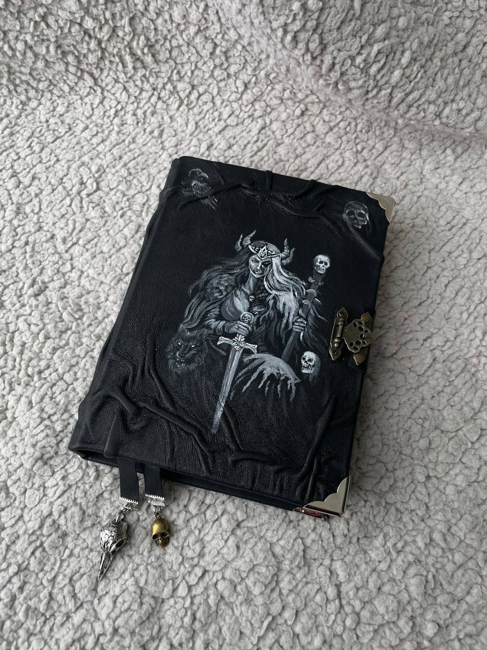 Hel Grimoire – Handmade Norse Goddess of the Dead Journal in Black Leather