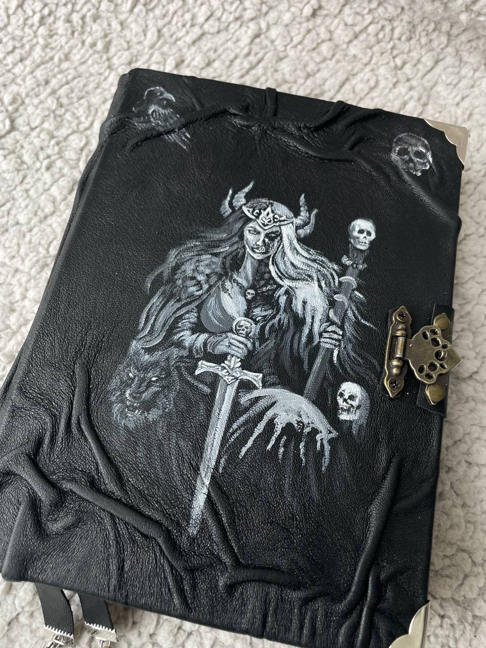 Hel Grimoire – Handmade Norse Goddess of the Dead Journal in Black Leather