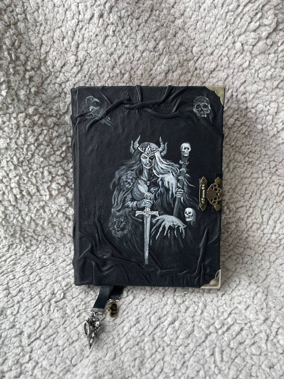 Hel Grimoire – Handmade Norse Goddess of the Dead Journal in Black Leather