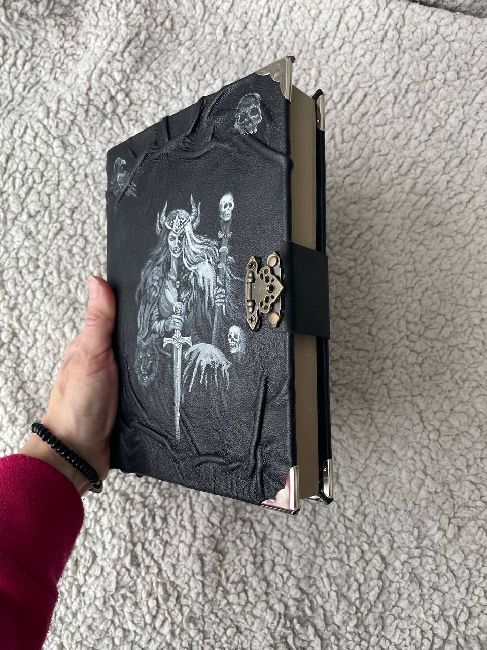 Hel Grimoire – Handmade Norse Goddess of the Dead Journal in Black Leather