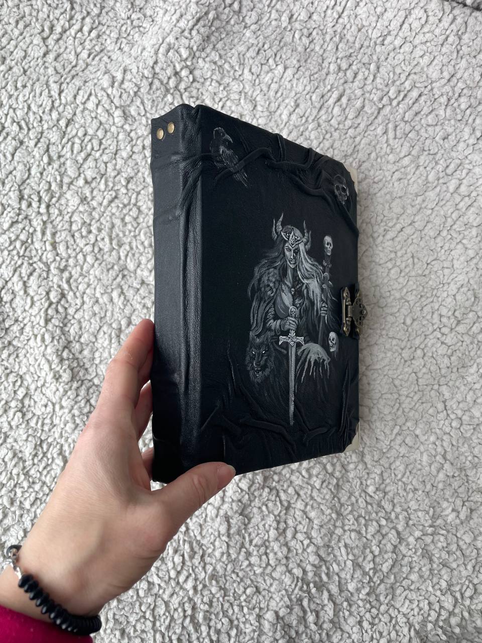 Hel Grimoire – Handmade Norse Goddess of the Dead Journal in Black Leather