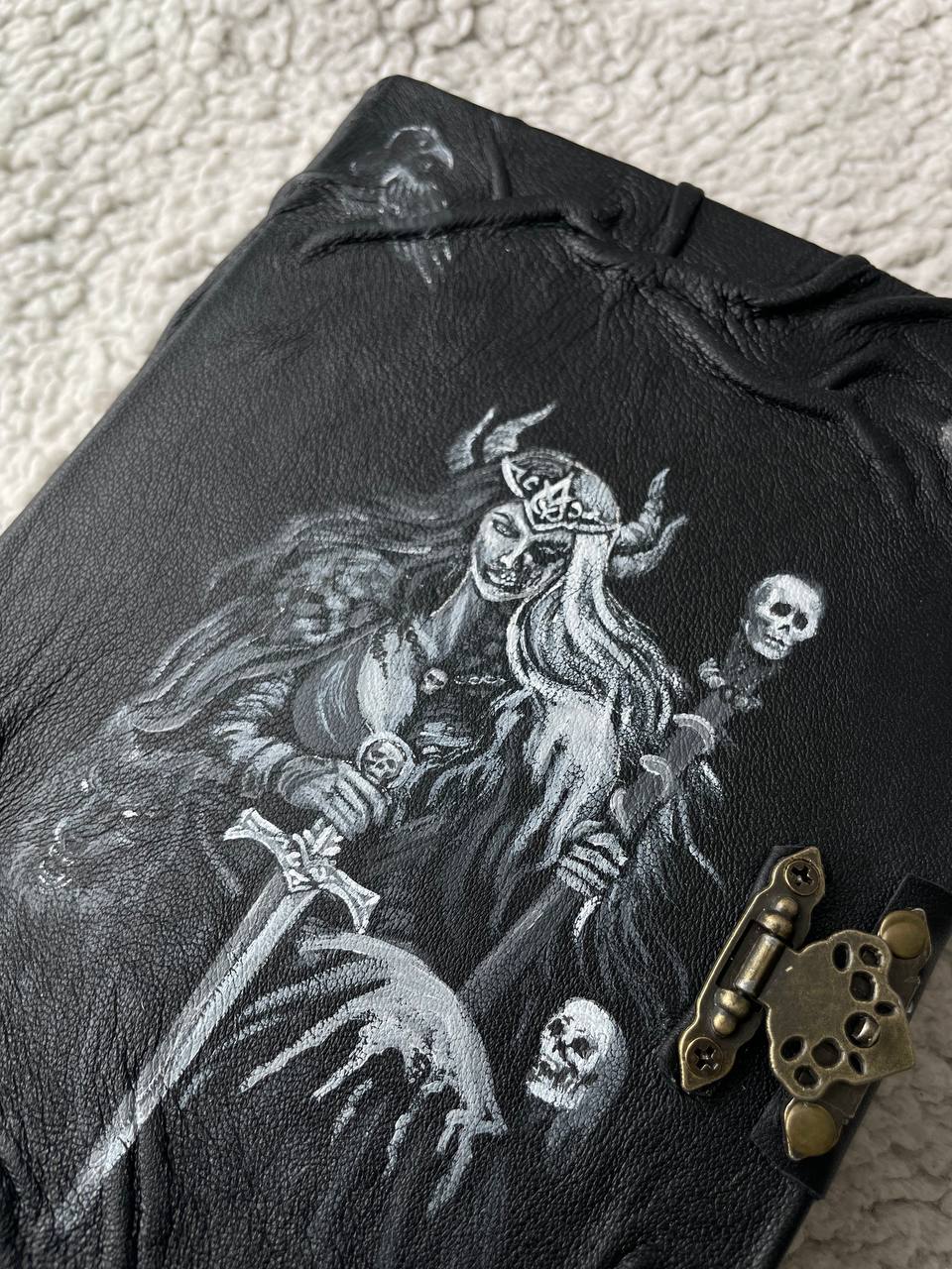 Hel Grimoire – Handmade Norse Goddess of the Dead Journal in Black Leather