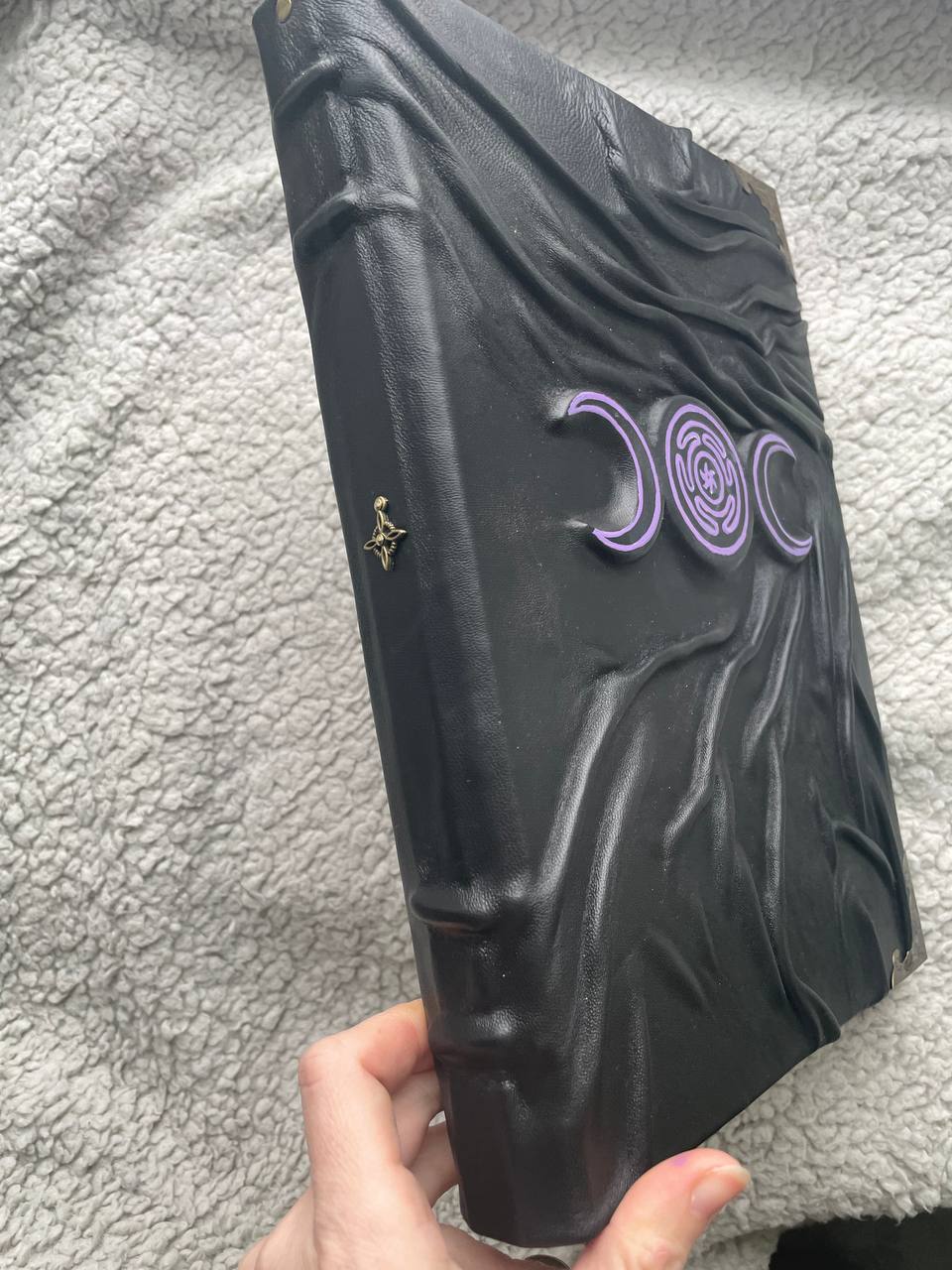 Hecate Grimoire – Handmade Leather Book of Shadows with Triple Moon & Labyrinth