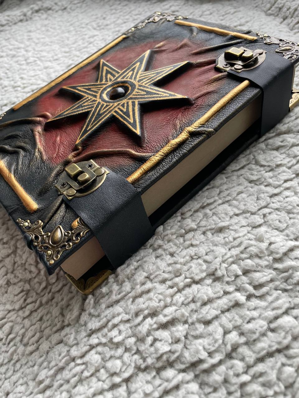 The Dawn of Venus Grimoire | Star of Ishtar Leather Journal with Tiger’s Eye
