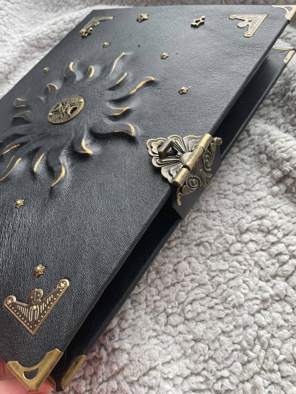 Grimoire A4 Handmade Leather Ring Binder for Witches | Pagan Spellbook with Replaceable Pages