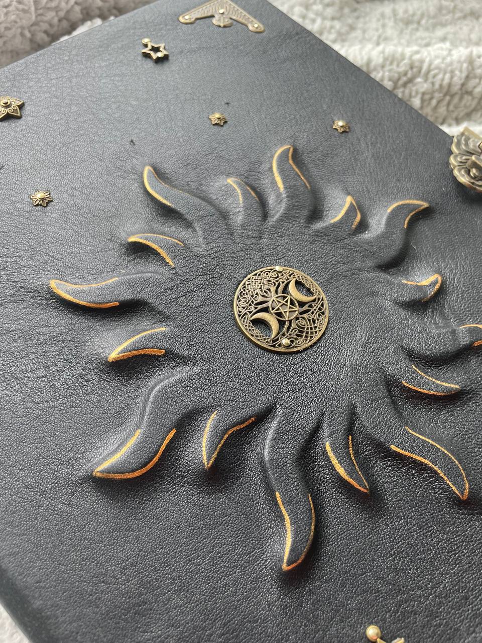 Grimoire A4 Handmade Leather Ring Binder for Witches | Pagan Spellbook with Replaceable Pages
