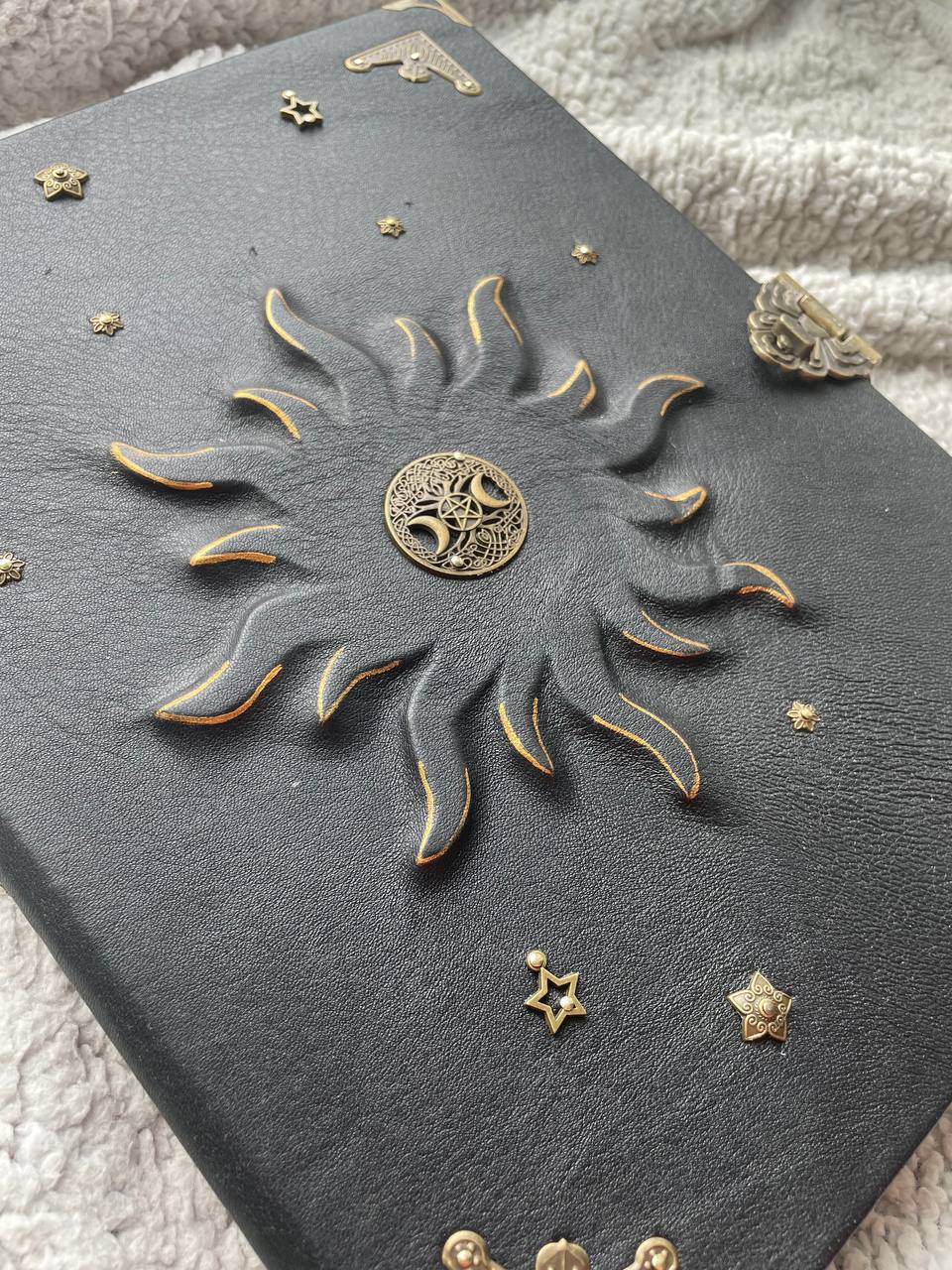 Grimoire A4 Handmade Leather Ring Binder for Witches | Pagan Spellbook with Replaceable Pages
