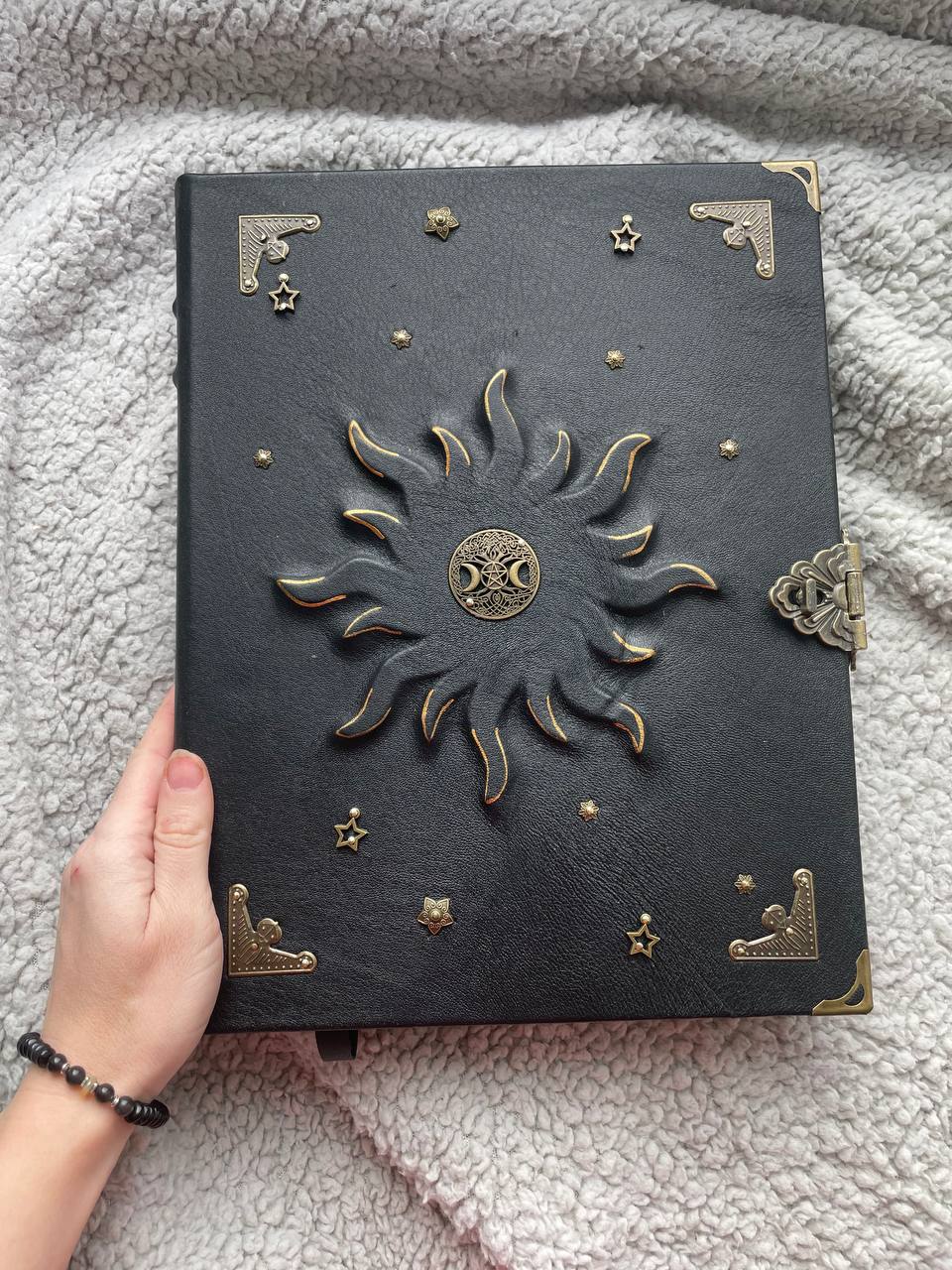 Grimoire A4 Handmade Leather Ring Binder for Witches | Pagan Spellbook with Replaceable Pages