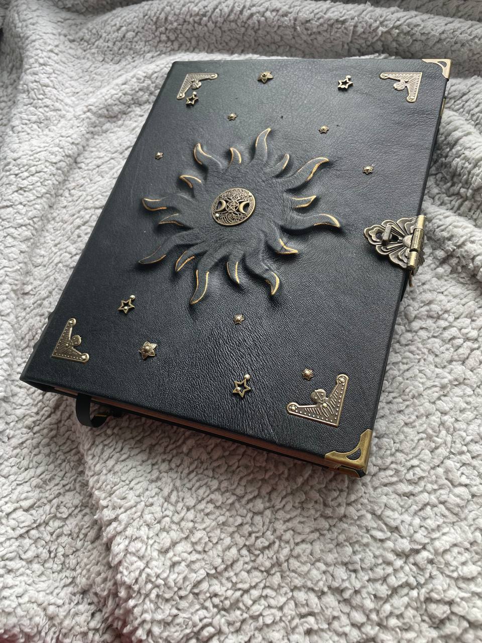 Grimoire A4 Handmade Leather Ring Binder for Witches | Pagan Spellbook with Replaceable Pages