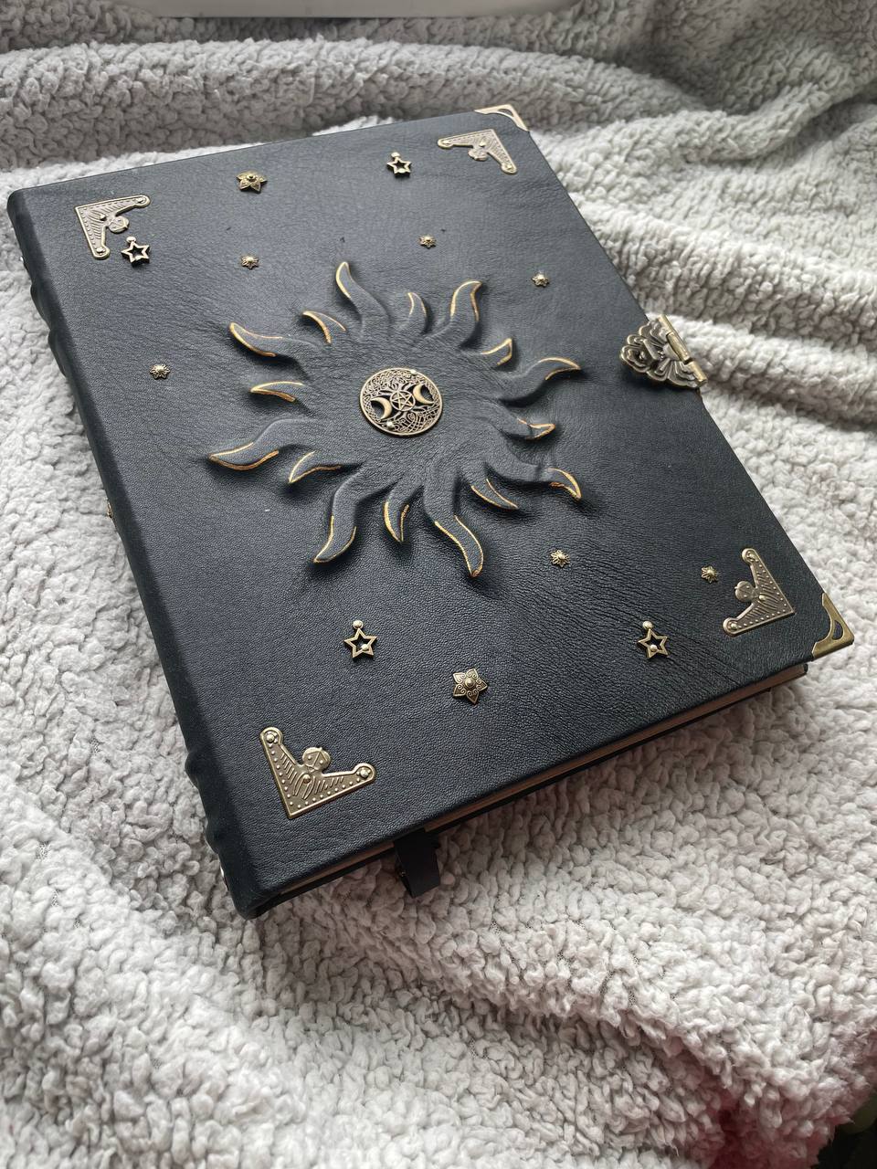 Grimoire A4 Handmade Leather Ring Binder for Witches | Pagan Spellbook with Replaceable Pages