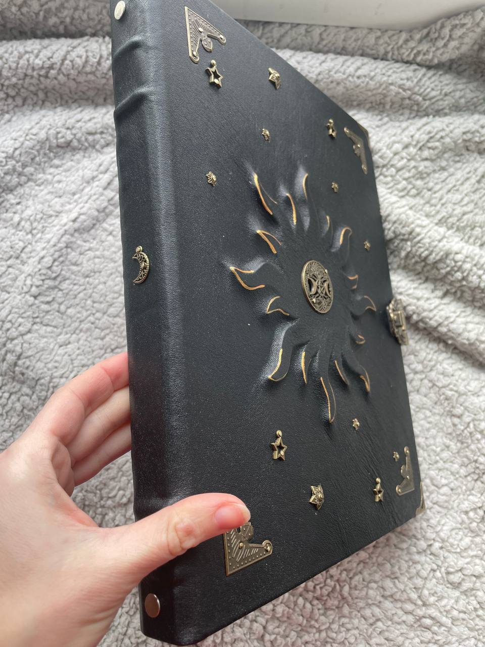 Grimoire A4 Handmade Leather Ring Binder for Witches | Pagan Spellbook with Replaceable Pages