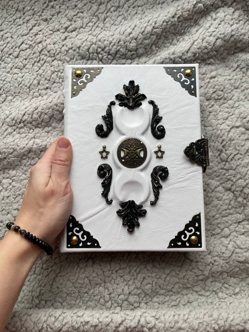 Handmade Grimoire White Moon – A Mystical Book for Luminous Souls