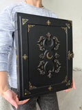 Black Moon Leather Grimoire: Gothic Witch Journal Large Size Esoteric Grimoire Handmade Book
