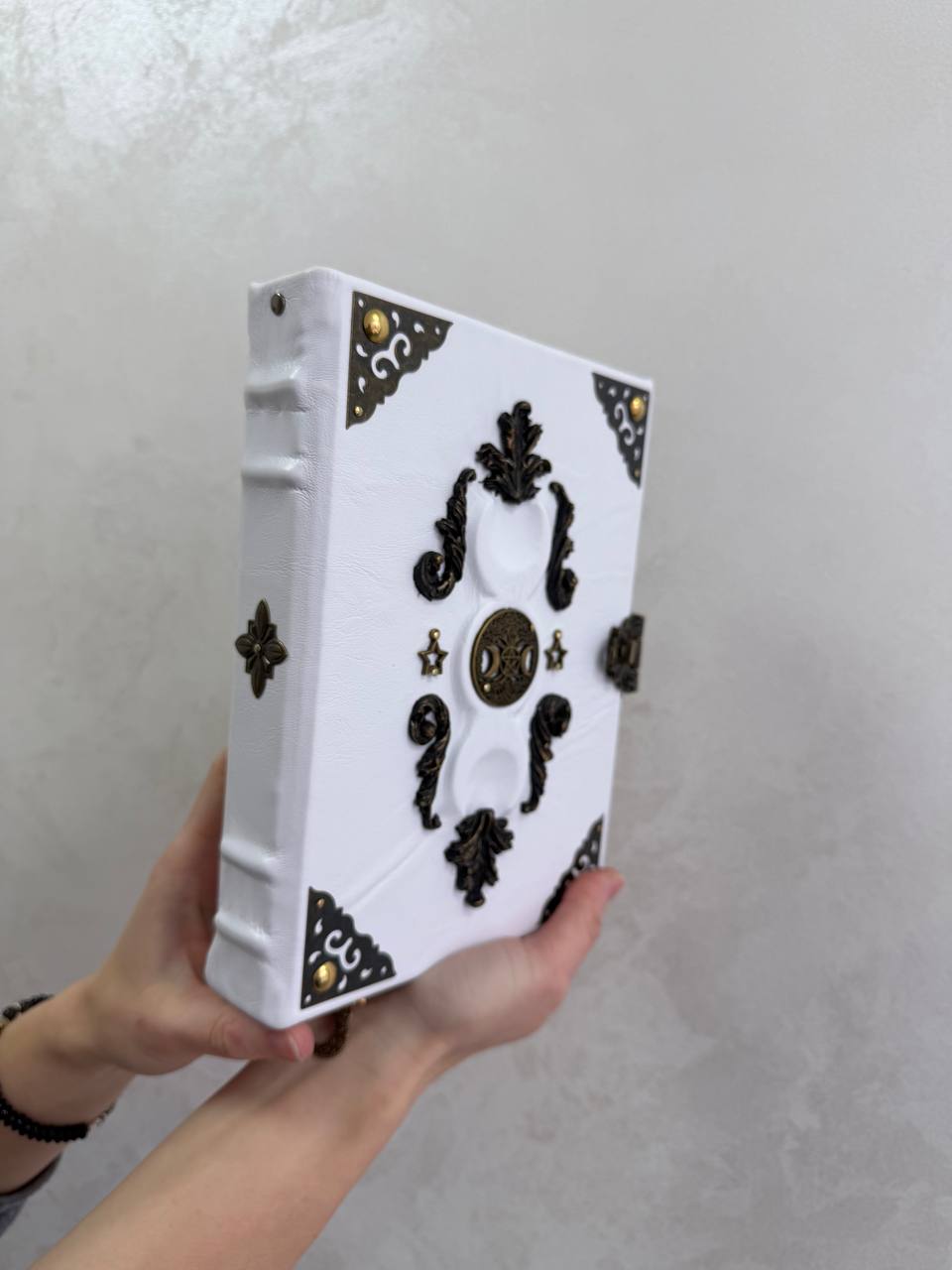 Handmade Grimoire White Moon – A Mystical Book for Luminous Souls