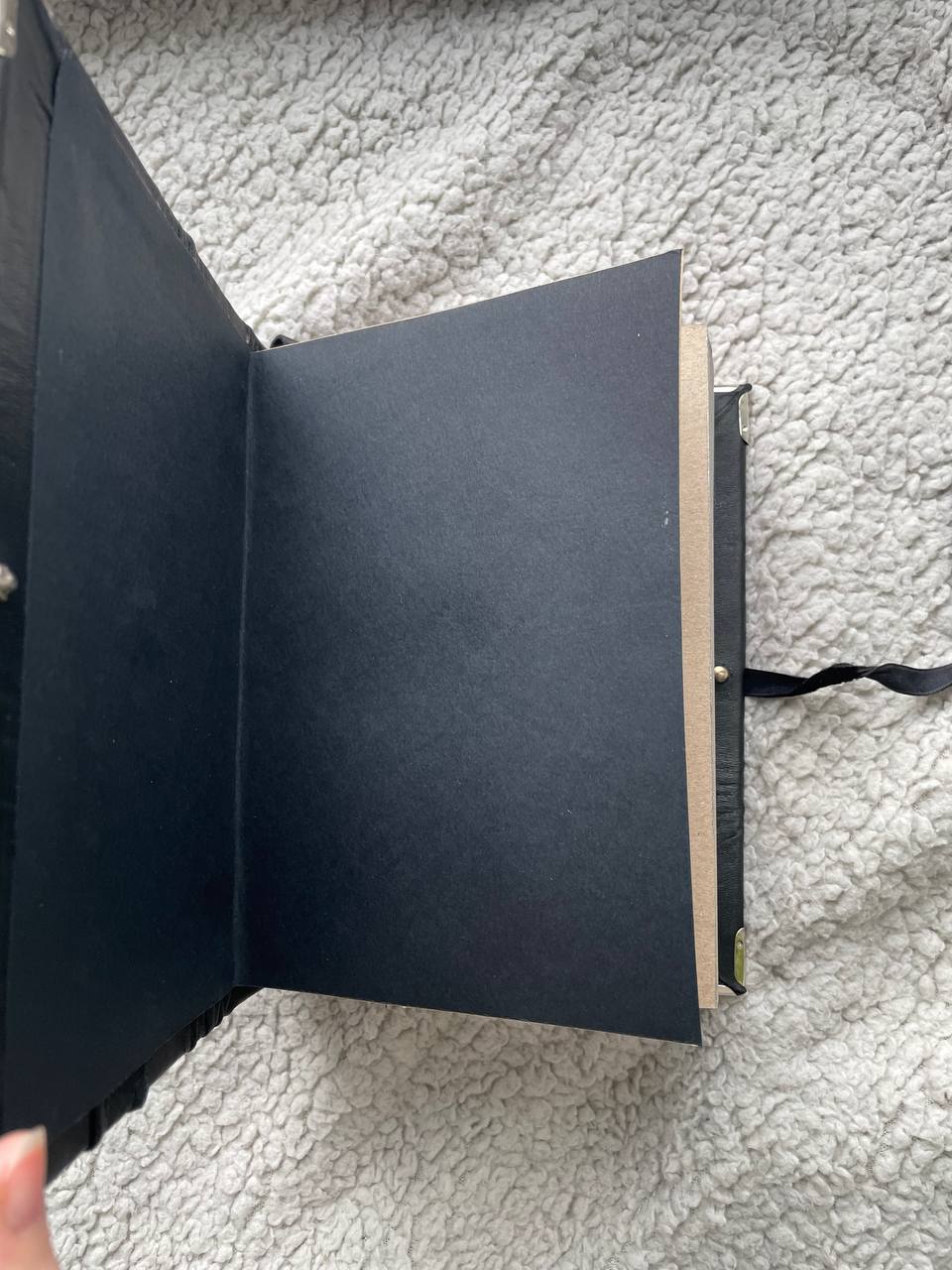 Black Agate Grimoire - Handmade Leather Spell Book, Gothic Journal with Silver Edges