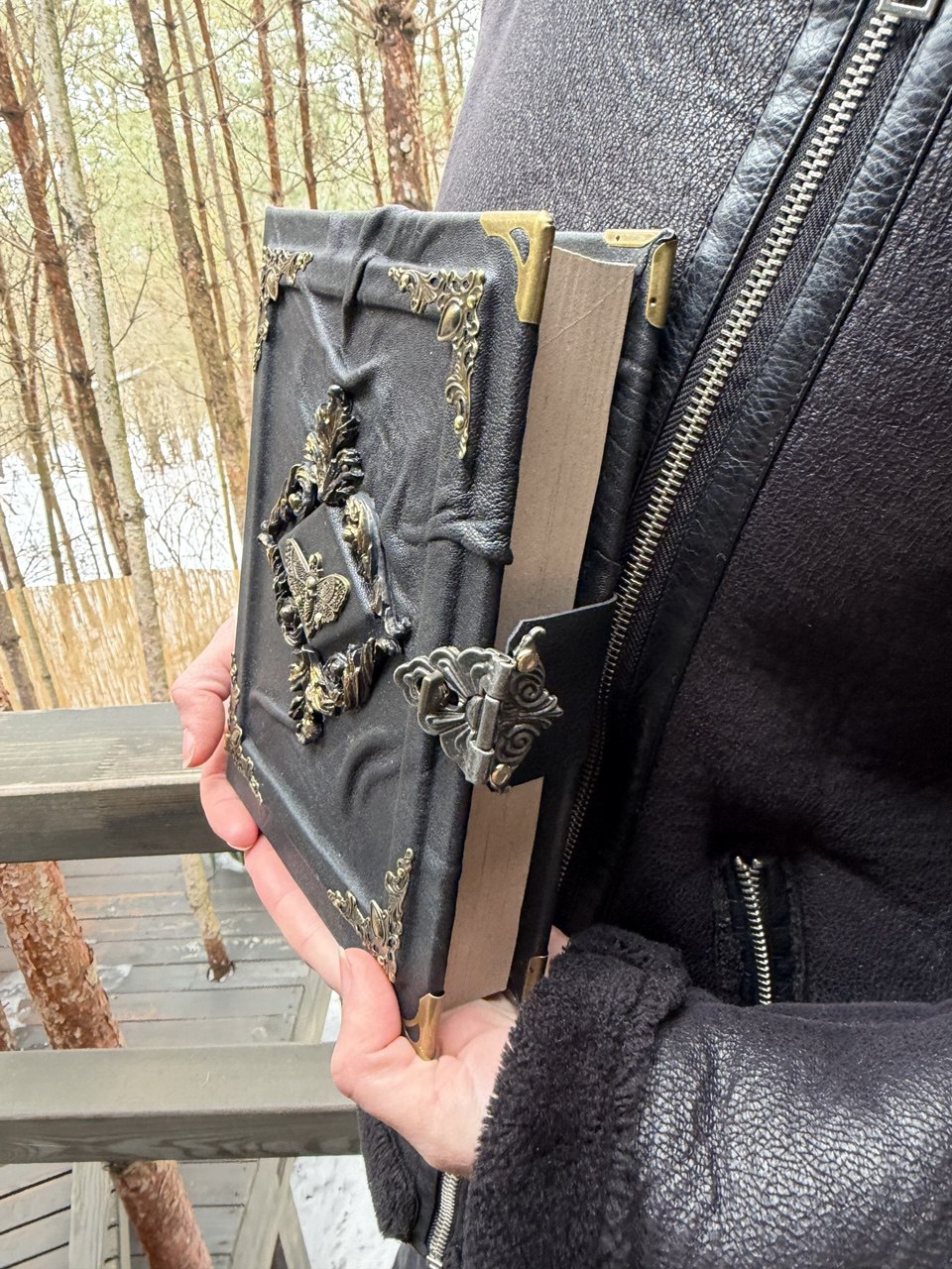Death’s Head Moth Grimoire – Gothic Leather Witchcraft Journal for Dark Arts