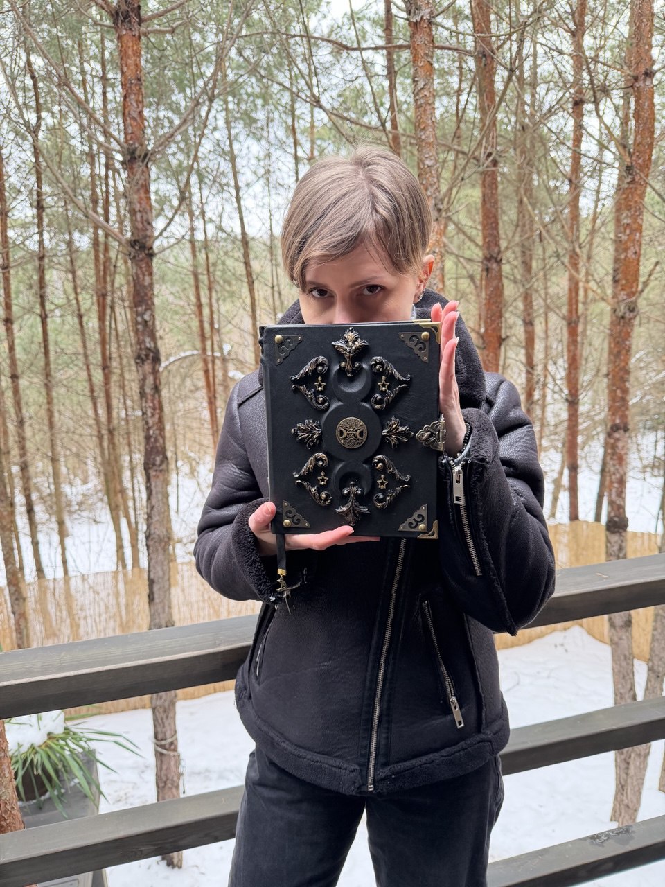 Leather Grimoire Binder with Triple Moon Phase & Tree of Life