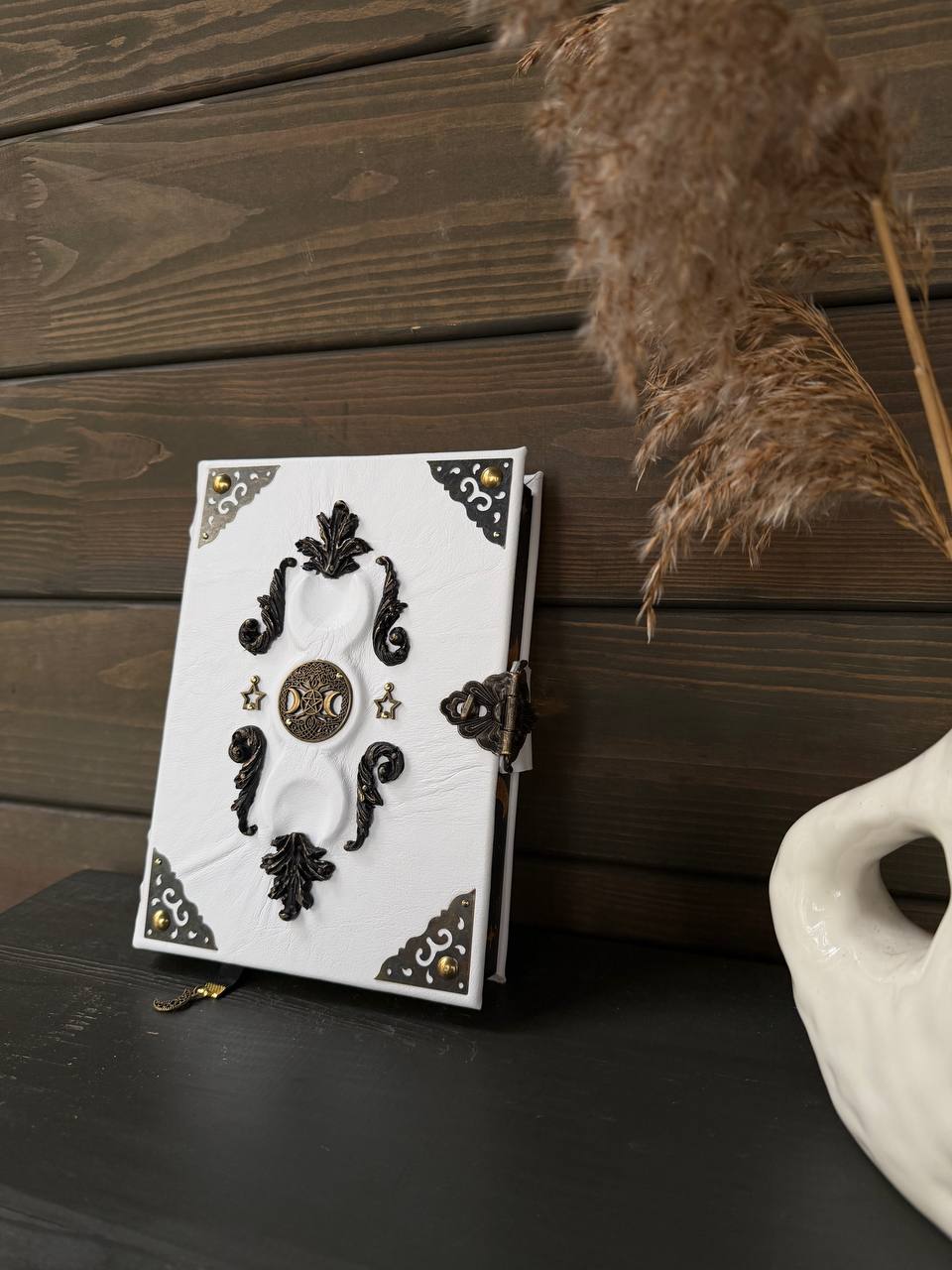 Handmade Grimoire White Moon – A Mystical Book for Luminous Souls