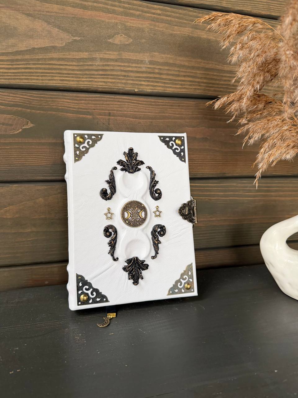 Handmade Grimoire White Moon – A Mystical Book for Luminous Souls