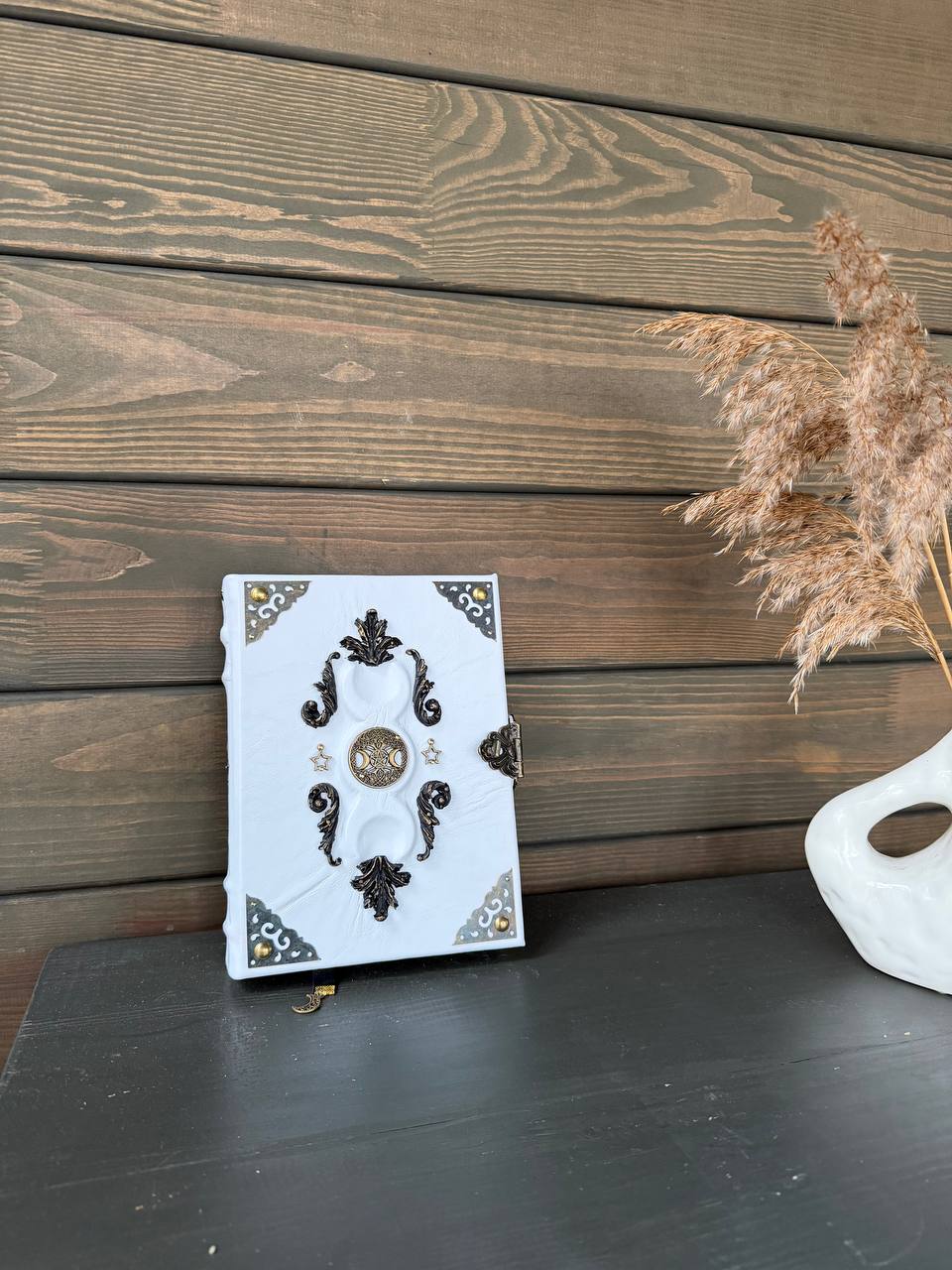 Handmade Grimoire White Moon – A Mystical Book for Luminous Souls