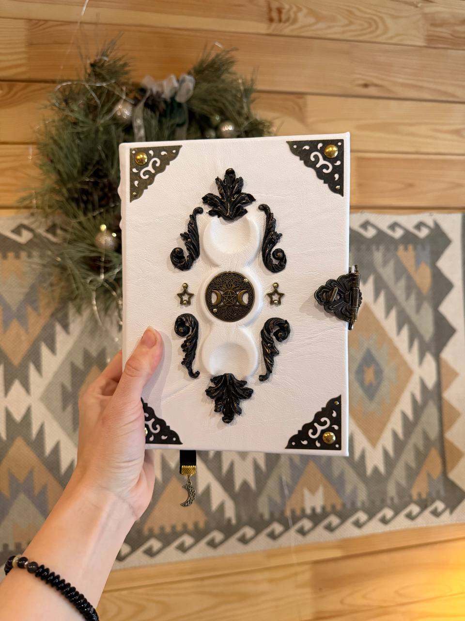 Handmade Grimoire White Moon – A Mystical Book for Luminous Souls