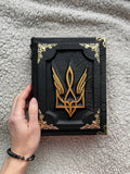 Tryzub Trident Leather Journal – Patriotic Handmade A5 Notebook, Ukrainian Trident Gift