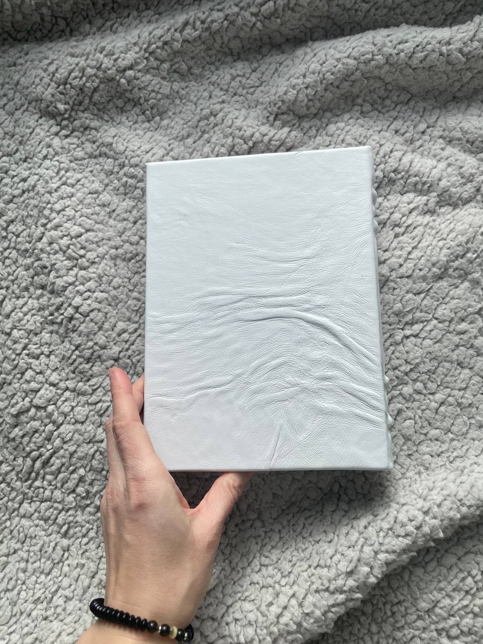 White Leather Pentagram Grimoire – Pentacle Book of Shadows, Handmade Witch Journal