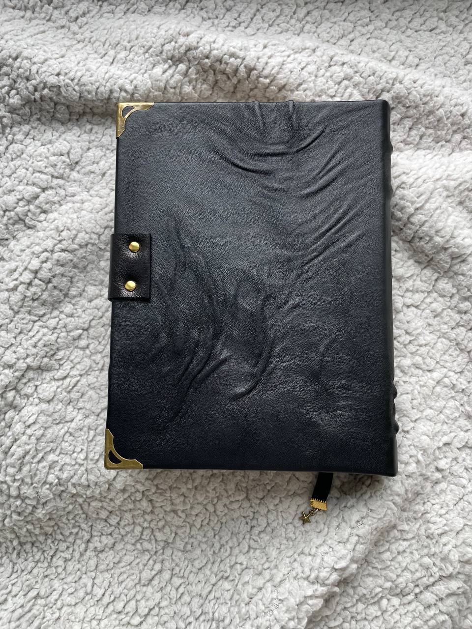 Amethyst Moon Grimoire – Witchcraft Book of Shadows, Handmade Leather Journal, Moon Phases SpellBook