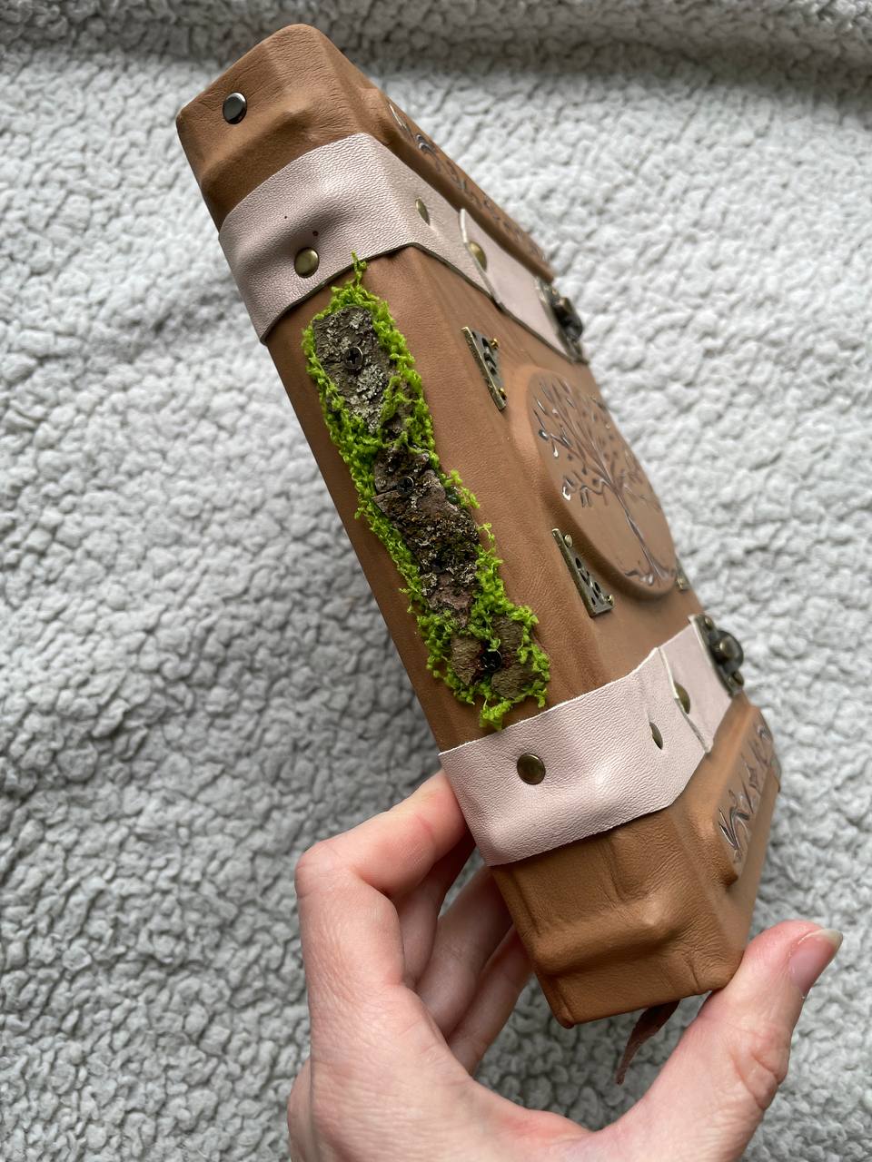 Family Tree Grimoire – Handmade Leather Journal with Woodburned Tree Design